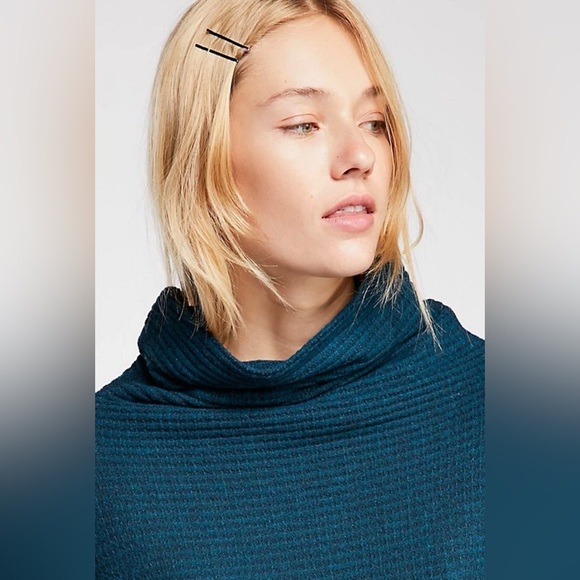 Free People We The Free Kitty Thermal Mock Cowl Neck Oversized Tunic Sweater - Picture 4 of 12